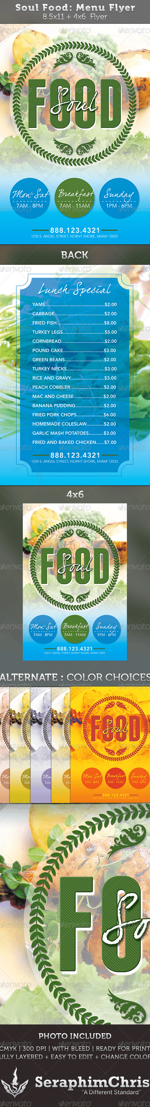 Soul Food Menu Flyer Template, Print Templates GraphicRiver